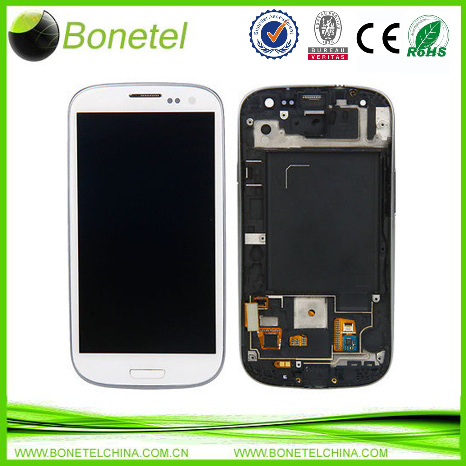 Frame LCD Display Touch Screen Digitizer for Samsung Galaxy S3 I535 R530 White