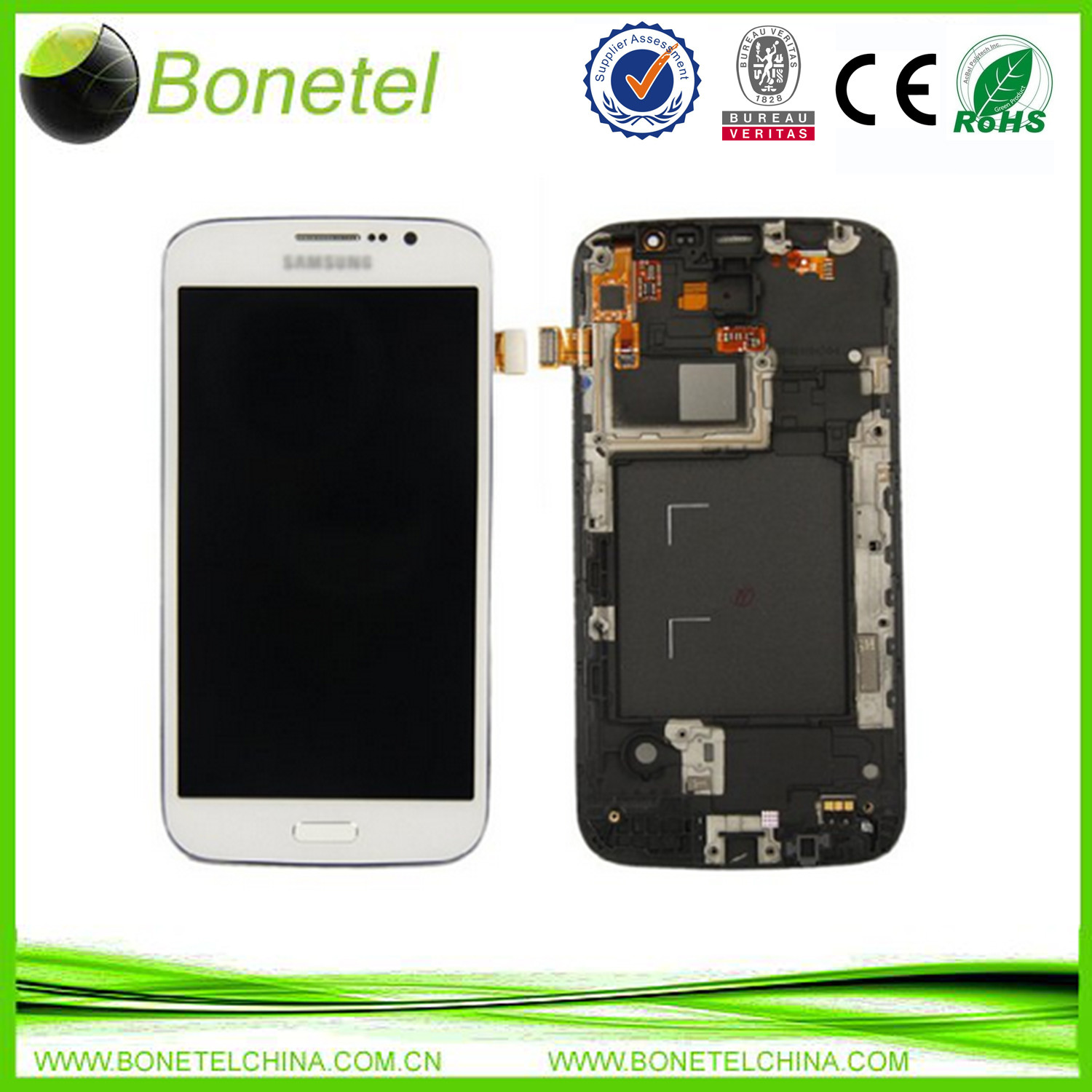 White Replacement for Samsung Galaxy Mega I9152 I9150 I9158 LCD Digitizer Screen Display with Frame