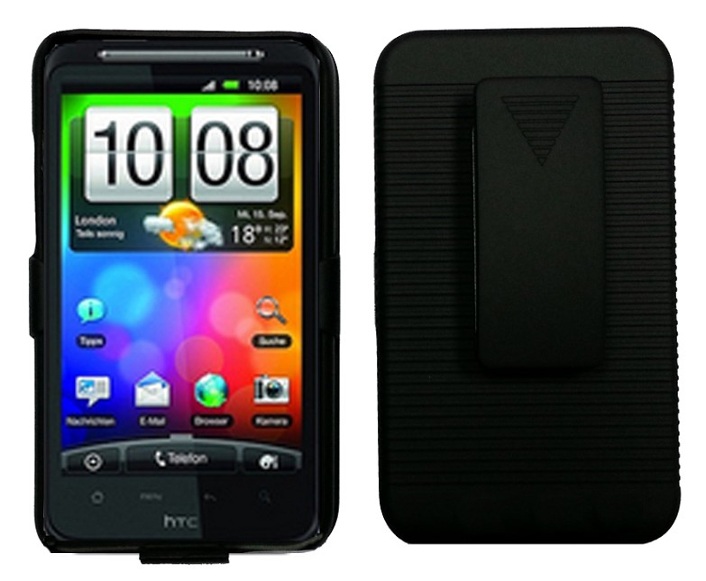 Rubberized Hard Case Holster with Stand for HTC Desire HD（G10）
