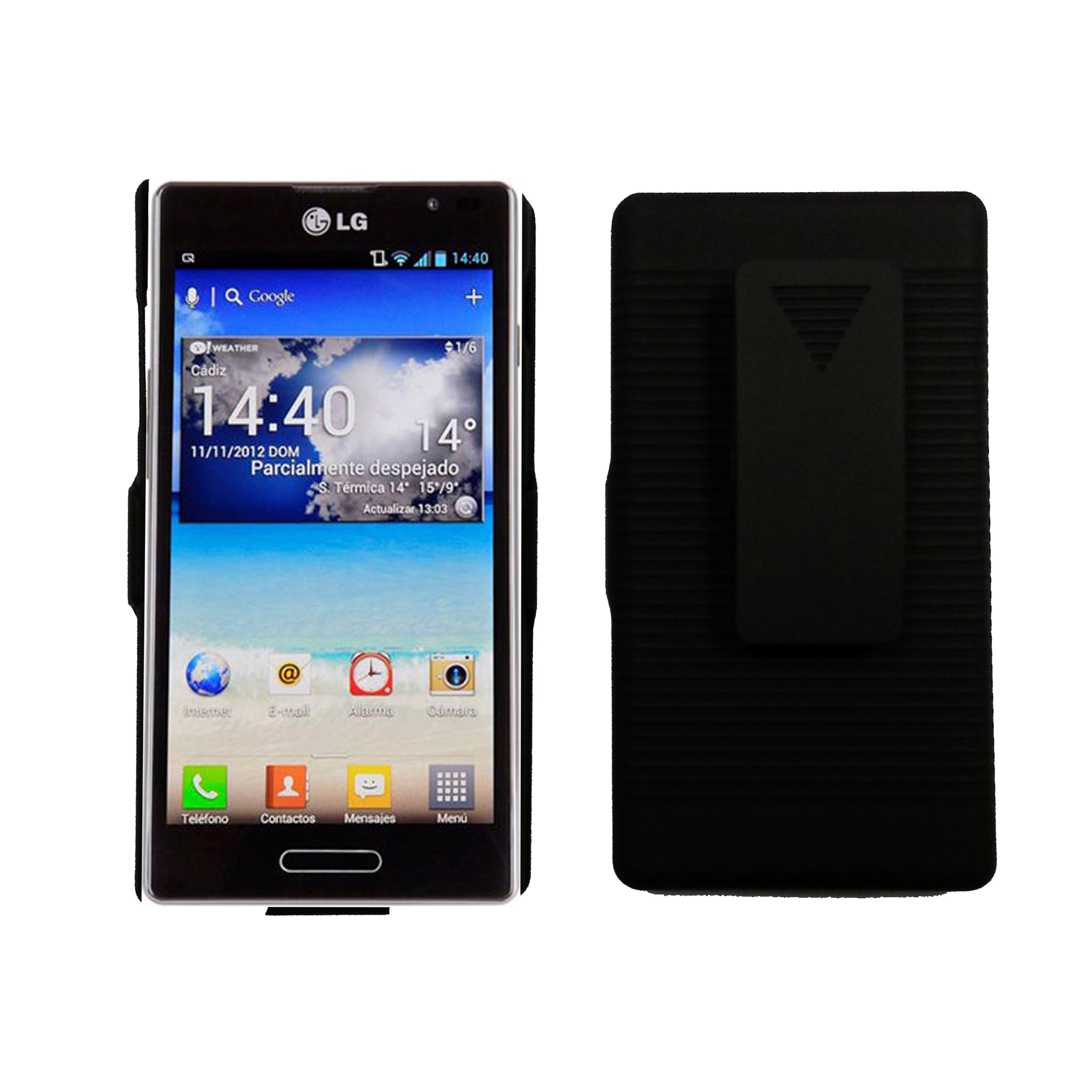 Rubberized Hard Case Holster with Stand for LG P760 Optimus L9  Black