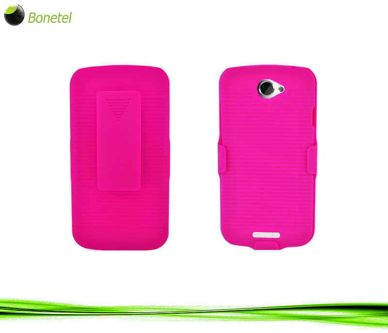Combo Holster Case with Viewing Stand for HTC One S - Hot Pink 2