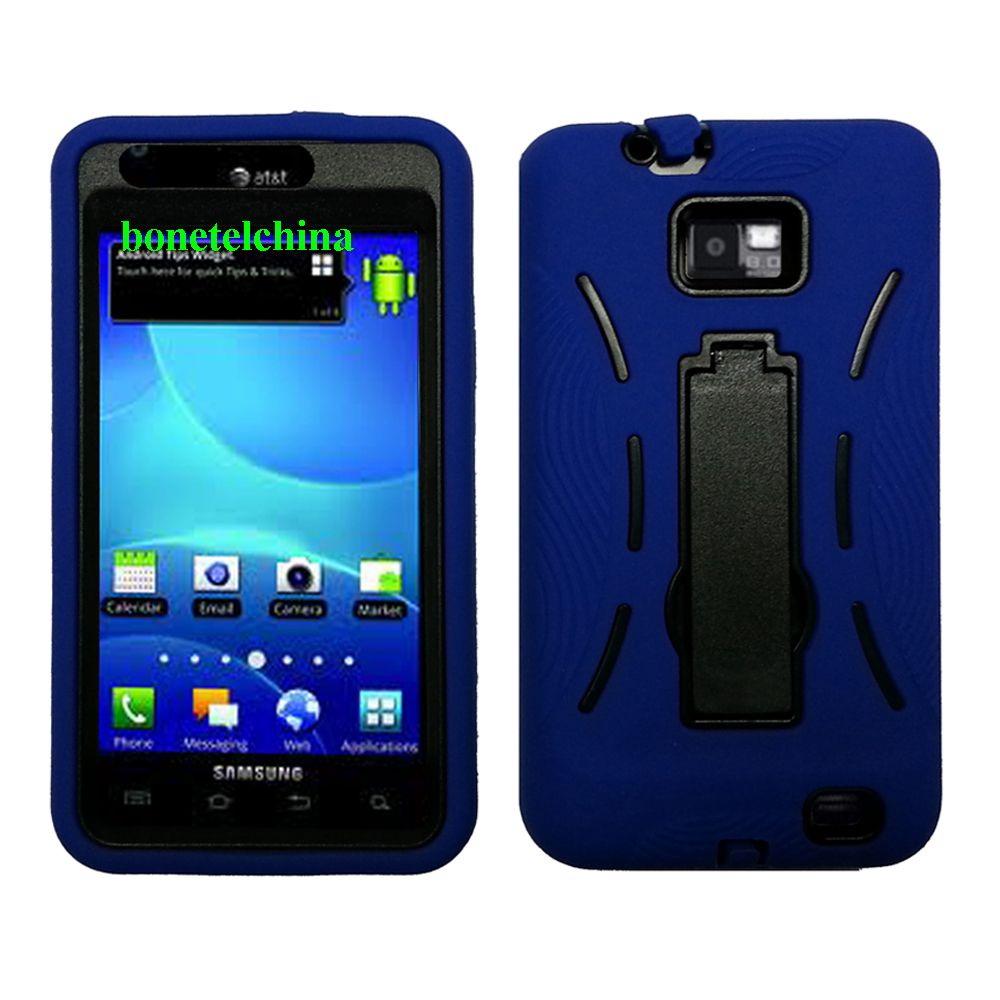 Robot Defender Case  Silicone+PC Anti Impact Hybrid Case Kickstand Shell for I777 Blue