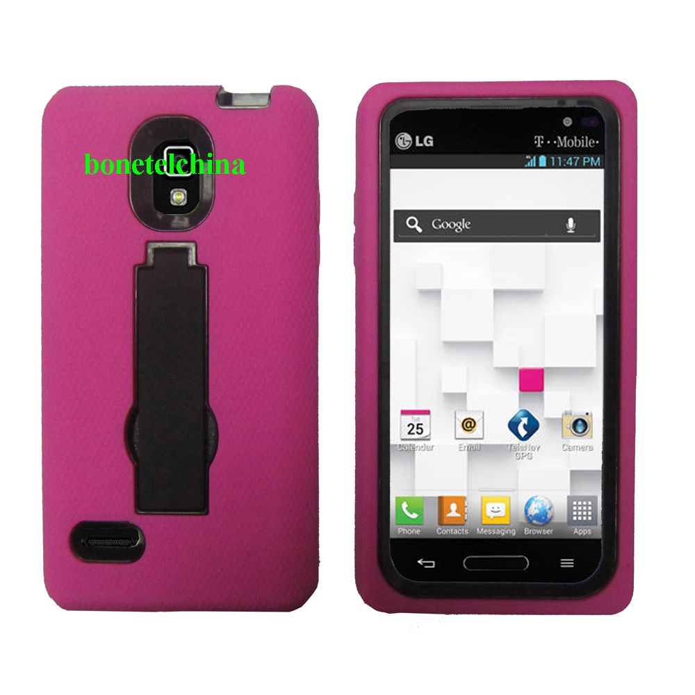 Robot Defender Case  Silicone+PC Anti Impact Hybrid Case Kickstand Shell for P769 pink