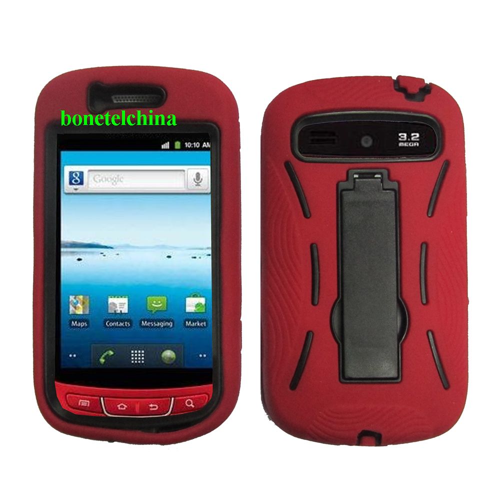 Robot Defender Case  Silicone+PC Anti Impact Hybrid Case Kickstand Shell for R720 Red