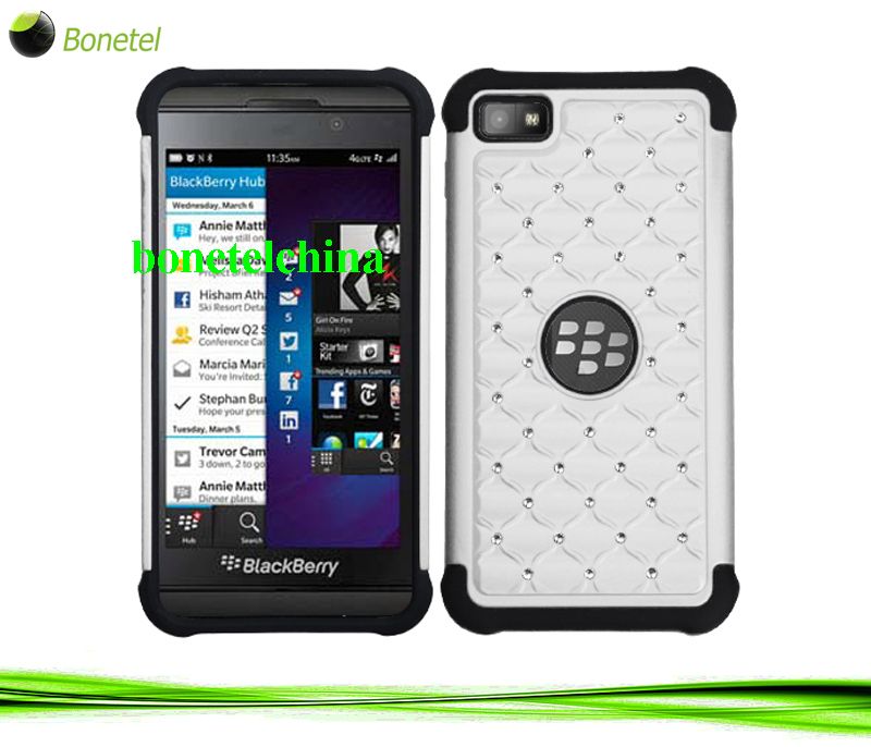 hybrid studded cases for Blackberry Z10 white