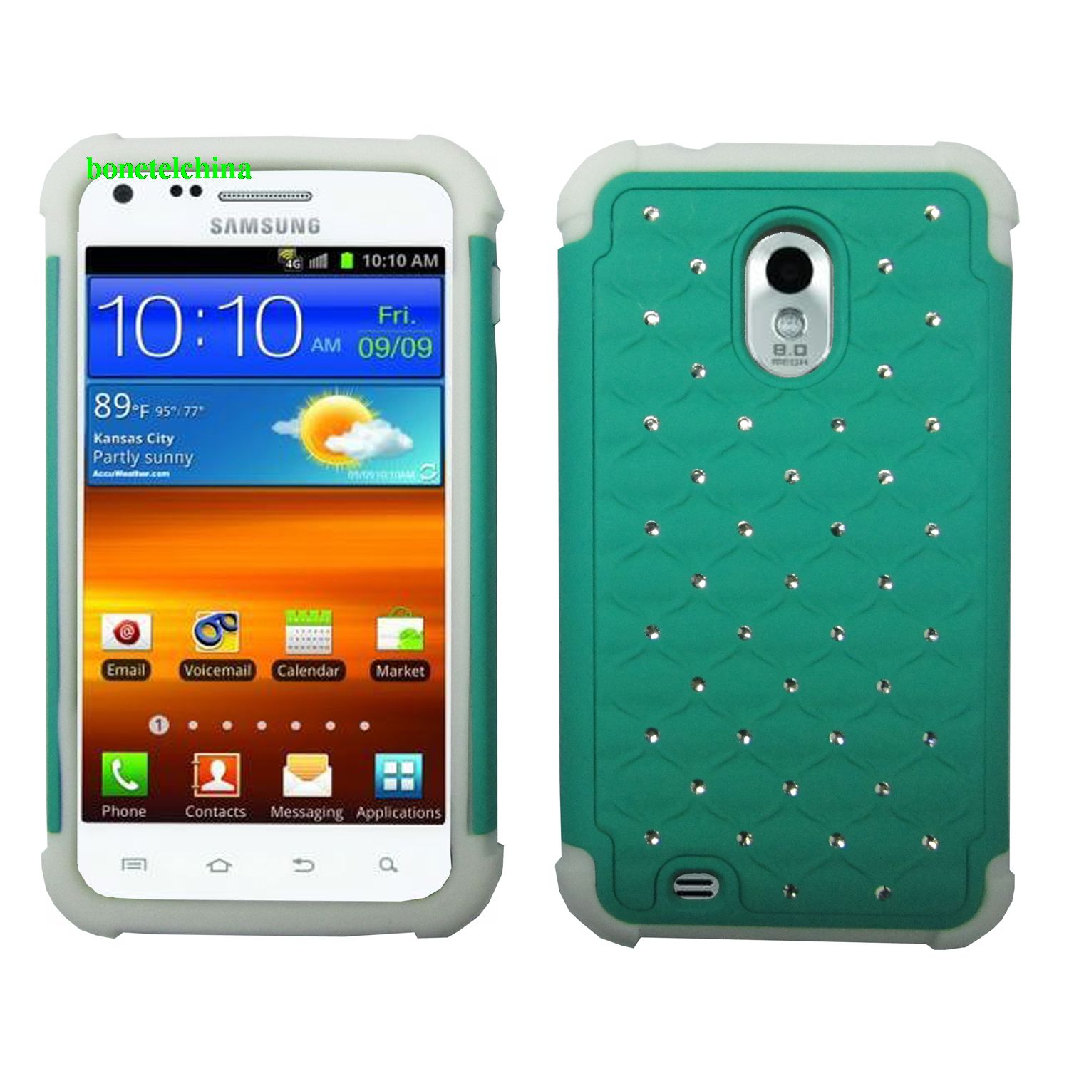 2 in 1 PC+SILICONE HYBRID STUDDED DIAMOND CASE FOR EPIC 4G TOUCH D710 TILL+WHITE