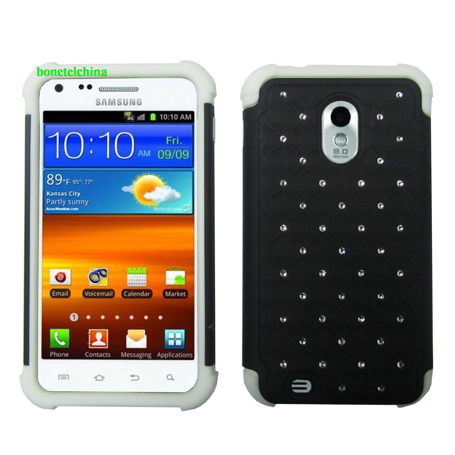 2 in 1 PC+SILICONE HYBRID STUDDED DIAMOND CASE FOR EPIC 4G TOUCH D710 BLACK