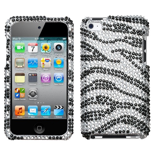 Black Zebra Skin Diamante Protector Cover  for iphone 4 and 4S