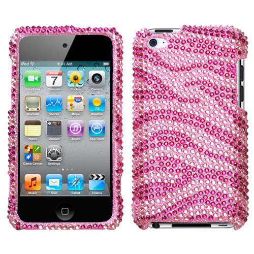 Zebra Skin (Pink/Hot Pink) Diamante Protector Cover  for iphone 4 and 4S