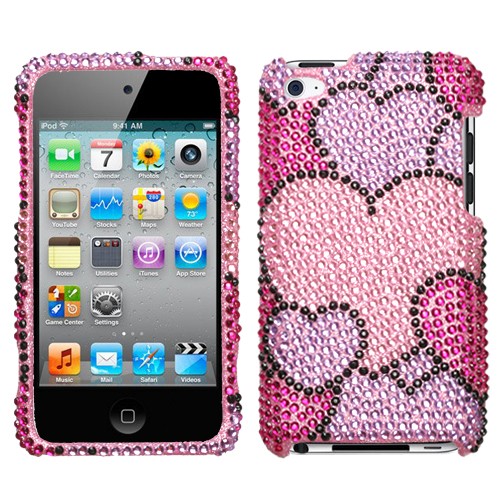Cloudy Hearts Diamante Protector Cover  for iphone 4 and 4S