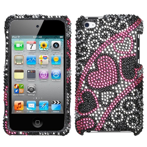 Streaming Hearts Diamante Protector Cover   for iphone 4 and 4S