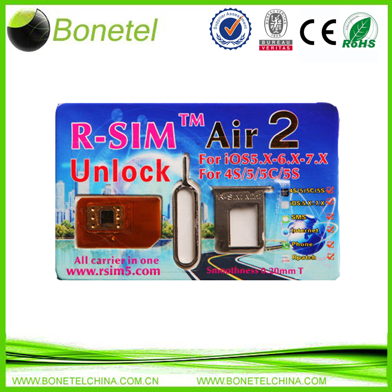 New Unlock Card of R-SIM Air2 R-SIM Air 2 RSIM air 2 Original Unlock for iOS6. X - 7X of 4S 5C 5S 5 Support iOS7.1 Sprint, AT&T, T-mobile