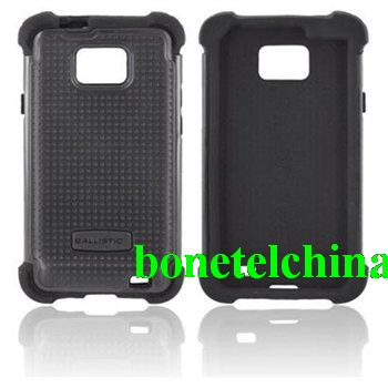 Black OEM Ballistic SG Hard Case on Silicone, SA0735-M005 For AT&T Samsung Galaxy S2