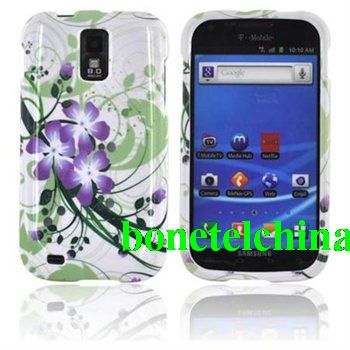 Purple Lily on Green White Hard Case For T-Mobile Samsung Galaxy S2 - FCC-SAT989PULY