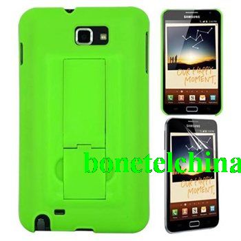 Premium Green Hard Case with Stand + Clear Screen Protector for Samsung Galaxy Note i9220 N7000 - VFB-85-GAX-NOTE-STND-2ACRY-04