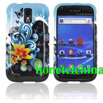 Yellow Lily & Swirls Turquoise Black Hard Case For T-Mobile Samsung Galaxy S2 - FCC-SAT989YLLY