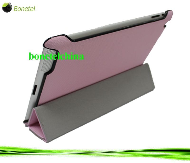 Fasion design Floded smart cover for iPad 2 & New ipad- Pink