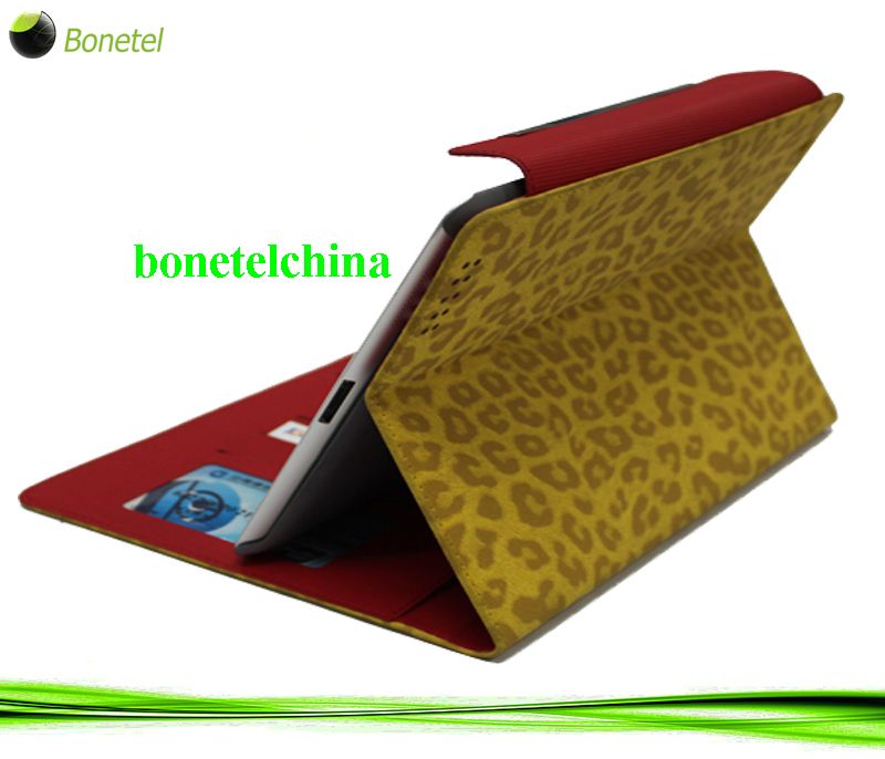 Leopard floded PU leather cases for iPad 2 & New ipad