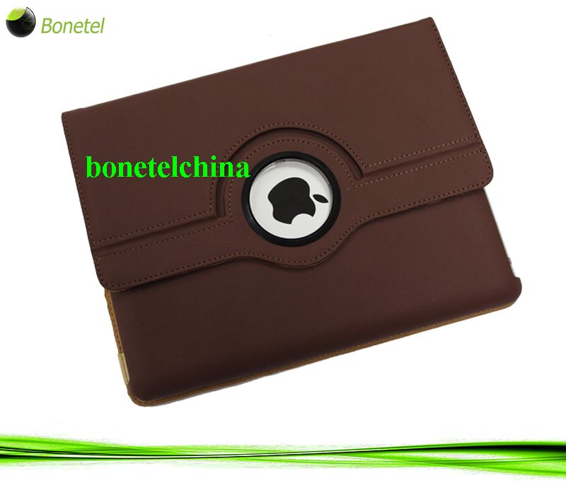 Litchi pattern PVC+PU leather roating cases cover for iPad 2 & New ipad