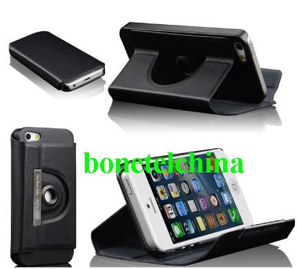 Flip Wallet Leather Case Cover for iPhone 5 (Black)