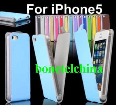 Flip Wallet Leather Case Cover for iPhone 5 light blue