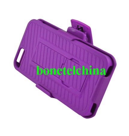 FOR IPHONE 5 Rubberized PURPLE Case with Stand and PURPLE Holster with Stand