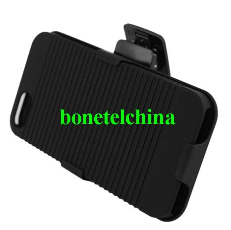 For Iphone 5 Rubberized Case And Holster With Stand Black 01