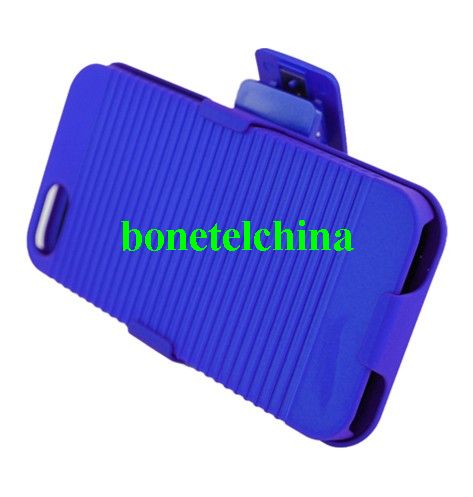 For Iphone 5 Rubberized Case And Holster With Stand Blue 02