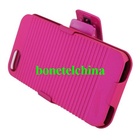 For Iphone 5 Rubberized Case And Holster With Stand Hot Pink 04