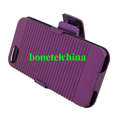 For Iphone 5 Rubberized Case And Holster With Stand Purple 05