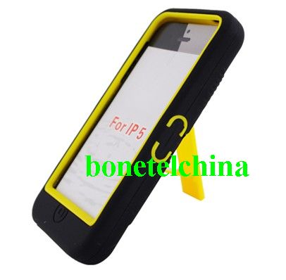 For Iphone 5 Hybrid Case Yellow Black 775 With Stand