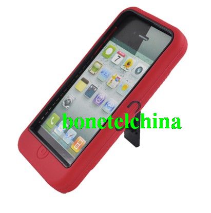 FOR IPHONE 5 HYBRID BLACK RED Skin 763 with Stand