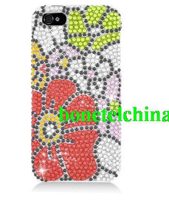 FOR IPHONE 5 Full CS Diamond Protector COVER Flower Green Red 325