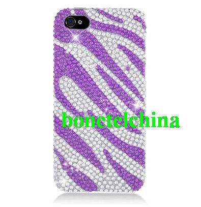 FOR IPHONE 5 Full CS Diamond Protector COVER Purple Zebra 326