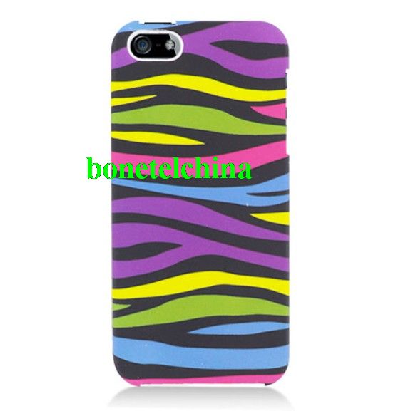 Graphic Jelly Skin Case for iPhone 5 - Rainbow Zebra