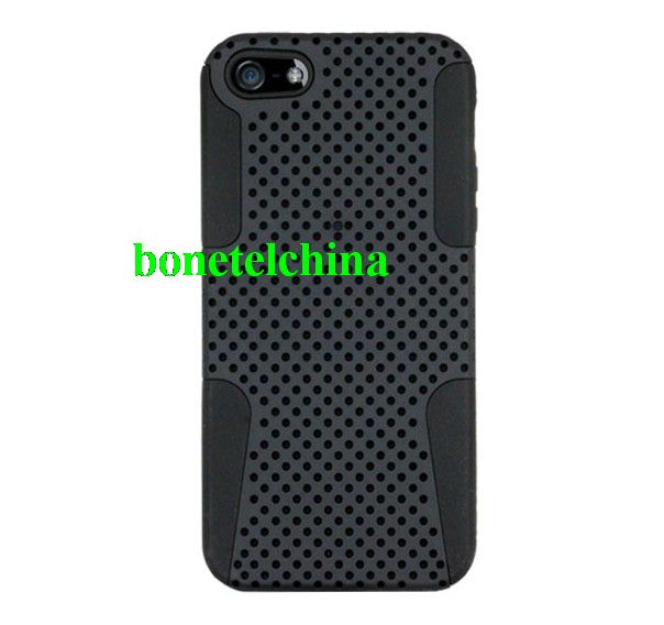 HHI Mesh Plate Duo Shield Case for iPhone 5 - Black/Black
