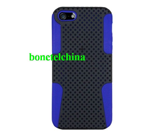 HHI Mesh Plate Duo Shield Case for iPhone 5 - Dark Blue/Black