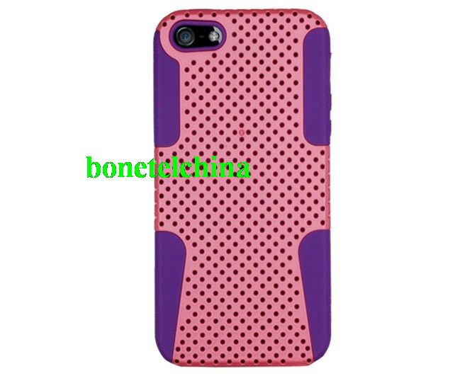 HHI Mesh Plate Duo Shield Case for iPhone 5 - Purple/Pink