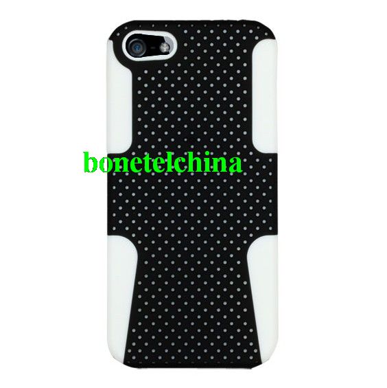 HHI Mesh Plate Duo Shield Case for iPhone 5 - White/Black