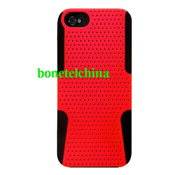 HHI Mesh Plate Duo Shield Case for iPhone 5 - Black/Red
