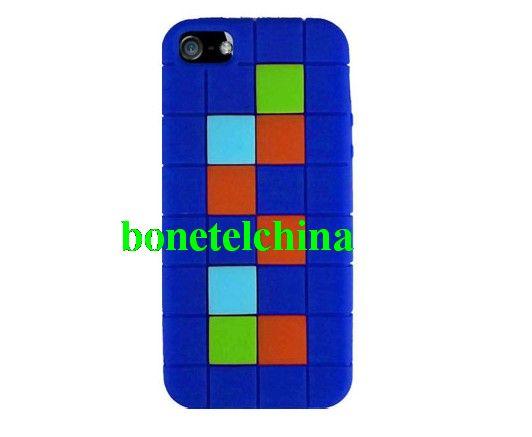 HHI Mosaic Soft Jelly Skin Case for iPhone 5 - Blue