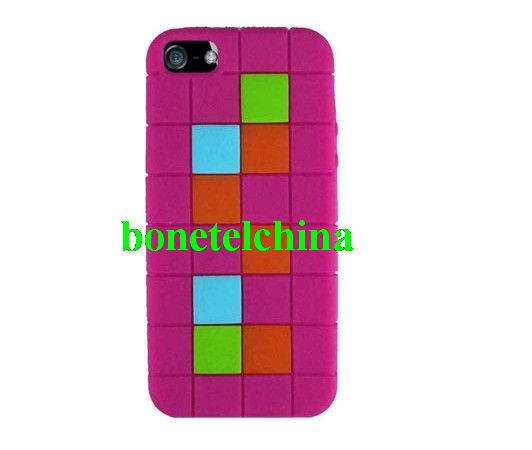 HHI Mosaic Soft Jelly Skin Case for iPhone 5 - Hot Pink