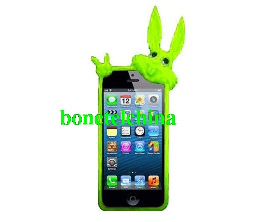 HHI iPhone 5 3D Silicone Skin Case - Neon Green Rabbit