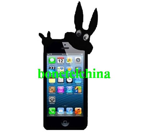 HHI iPhone 5 3D Silicone Skin Case - Black Rabbit