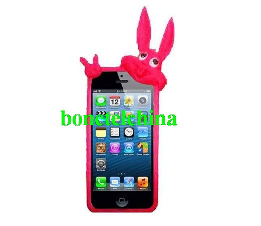 HHI iPhone 5 3D Silicone Skin Case - Hot Pink Rabbit