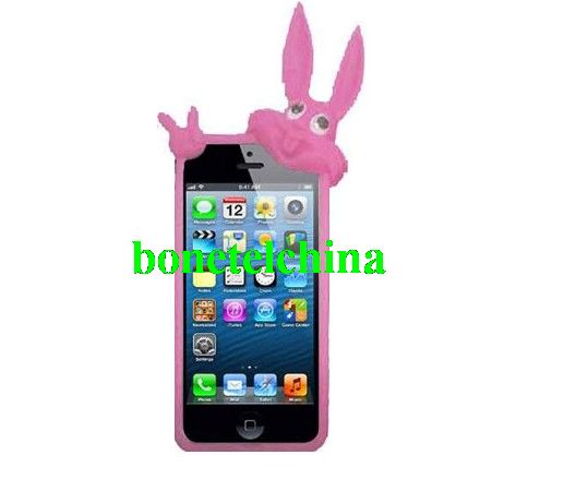HHI iPhone 5 3D Silicone Skin Case - Pink Rabbit