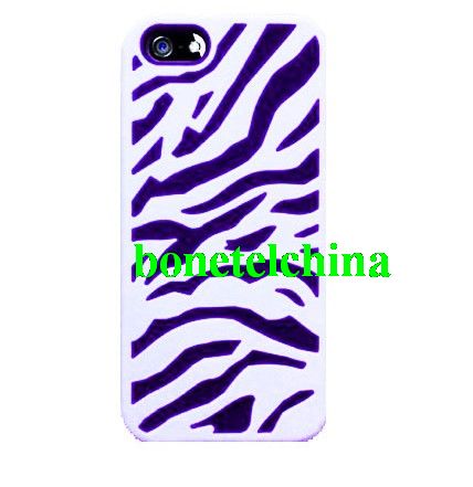 Hollow Out Zebra Case for iPhone 5 - White/Purple
