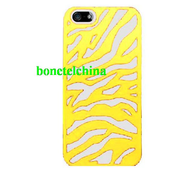 Hollow Out Zebra Case for iPhone 5 - Yellow/White