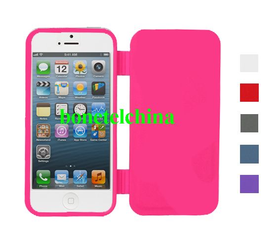 Pure Color Smooth Surface Flip TPU Case for iPhone 5