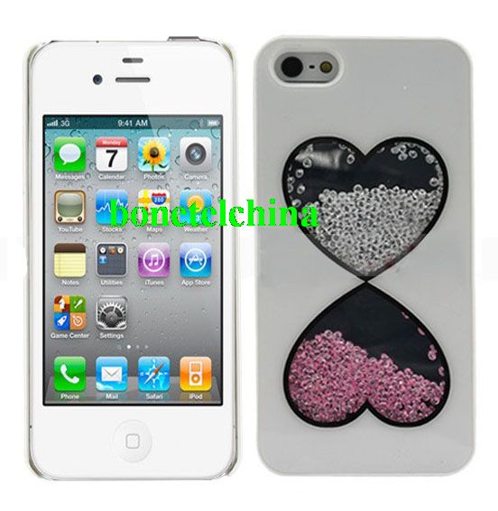 Stylish Diamond Cystal Hard back cover Case for Apple iPhone 5- Dual Love